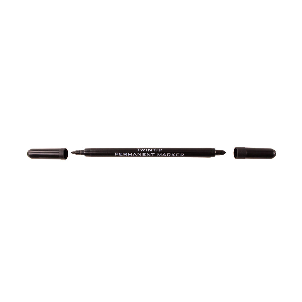 Twin-Tip Permanent Marker Pens, Various Tips, Black, Pack of 12